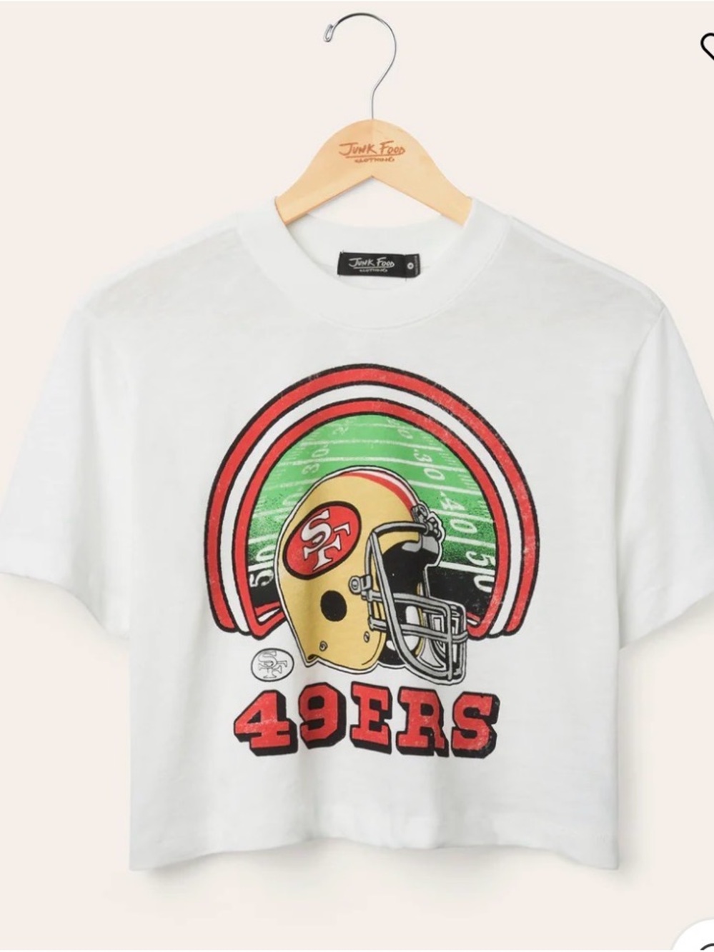 Junk Food WOMEN'S SAN FRANCISCO 49ERS GAME TIME MOCK NECK CROP TEE Sz S